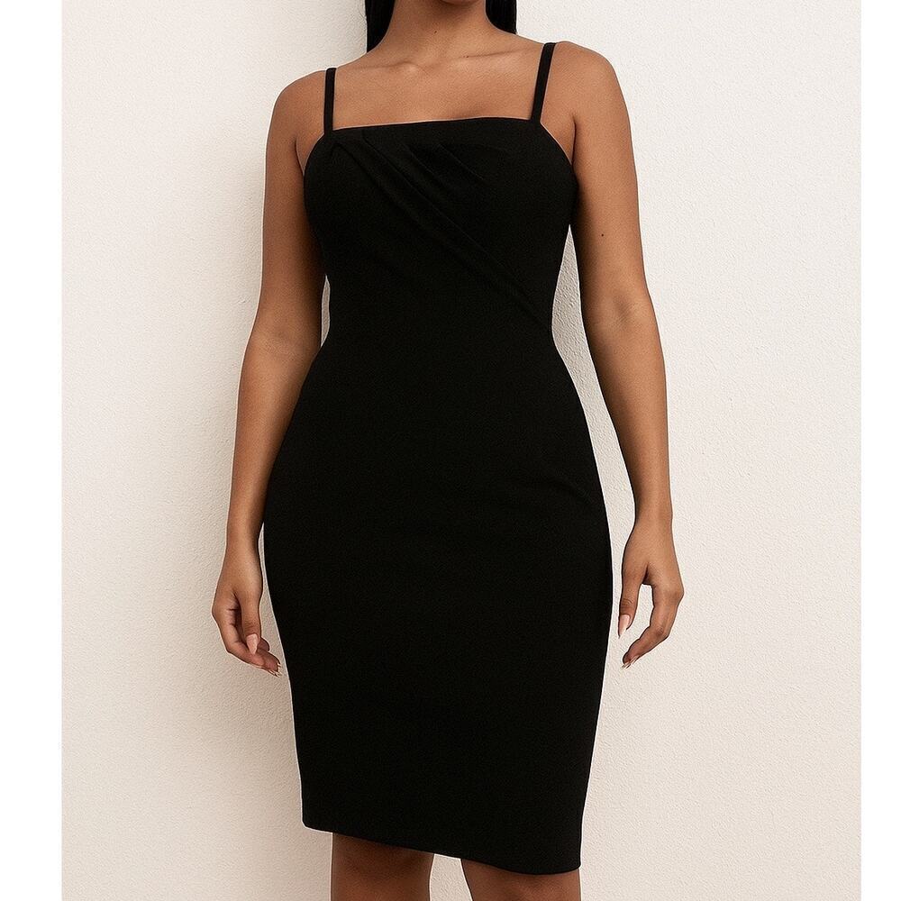 Vintage Y2K Moschino Black Ruched Cocktail Dress Women's 4 Cheap and Chic NEW